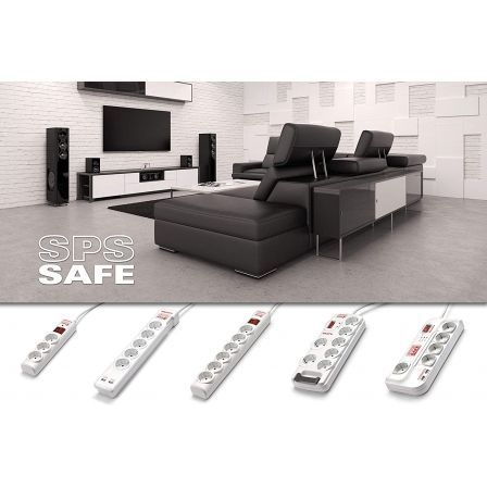 Salicru SPS SAFE Master Regleta Protectora con 5 Tomas y 2 USB, Blanco